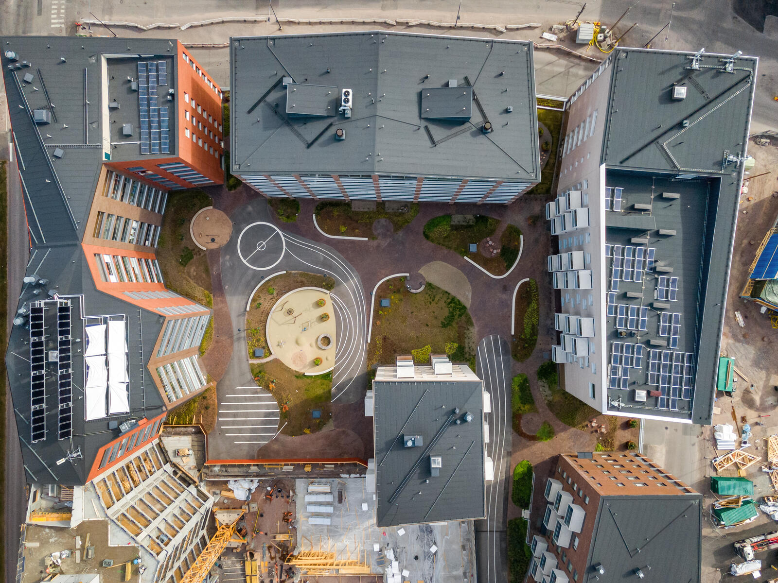 Ilmakuva Helsingin Postipuiston asuinalueesta.